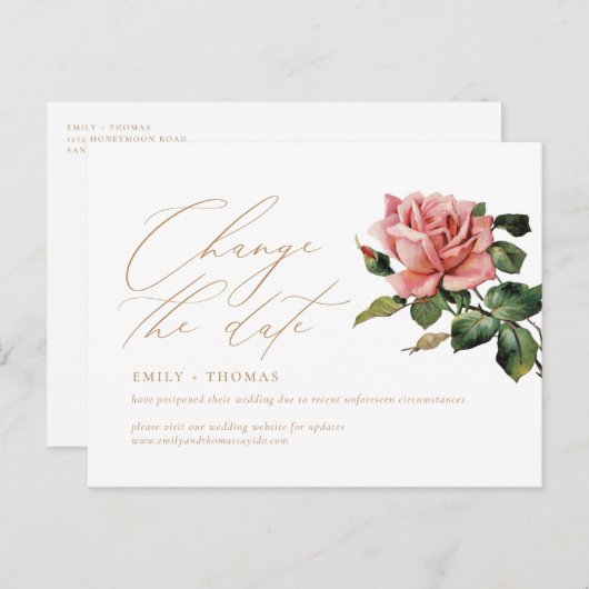 Het  Roos Gold van het Manuscript van de Datum wij Briefkaart (Voorkant / Achterkant)