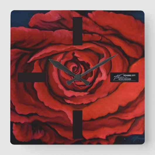 HET ROOS - Muurklok Vierkante Klok (Voorkant)