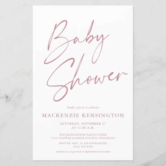 Het Roos van de begroting Mauve Eenvoudig Manuscri (Voorkant)