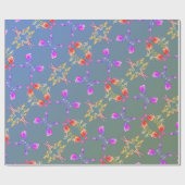 Het Roos van de Faberge Harten op Bleke Blauwe Mos Cadeaupapier (Vlak)