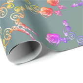 Het Roos van de Faberge Harten op Bleke Blauwe Mos Cadeaupapier (Rol Hoek)