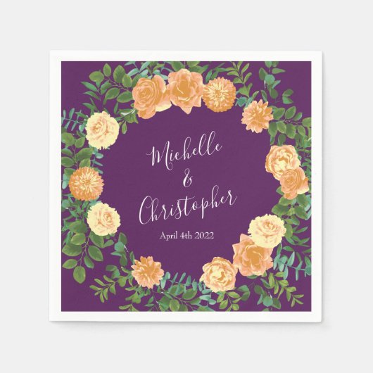 Het  Roos van de Peach van het Fall Wedding op Paa Servet (Voorkant)