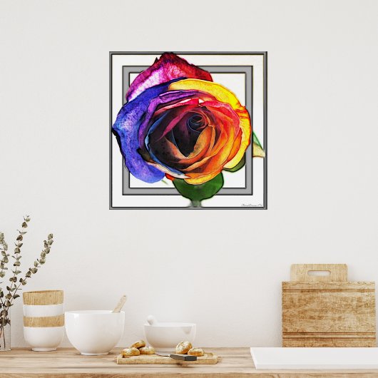 Het Roos van de regenboog omdoen Poster (Keuken)