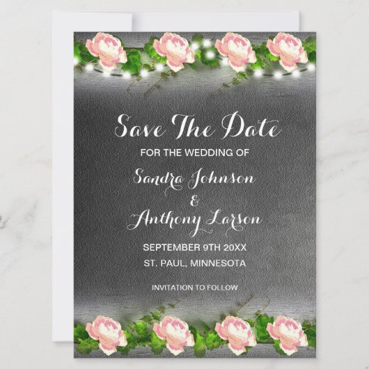 Het Roos van het Chalkboard sparen de Datum Save The Date (Voorkant)