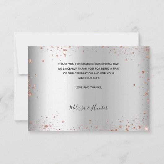 Het roos van het huwelijk is elegant bedankkaart (Achterkant)