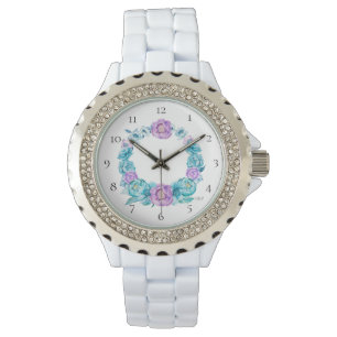 *~* Het Roos van het Kieuwmiddel Turquoise Magenta Horloge