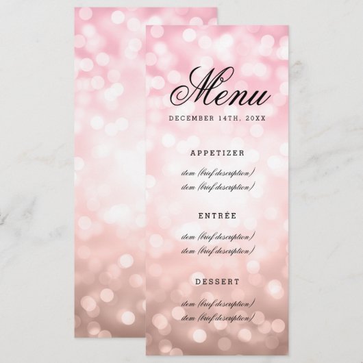 Het Roos van het Menu van de bruiloft Blush Pink G (Voorkant / Achterkant)