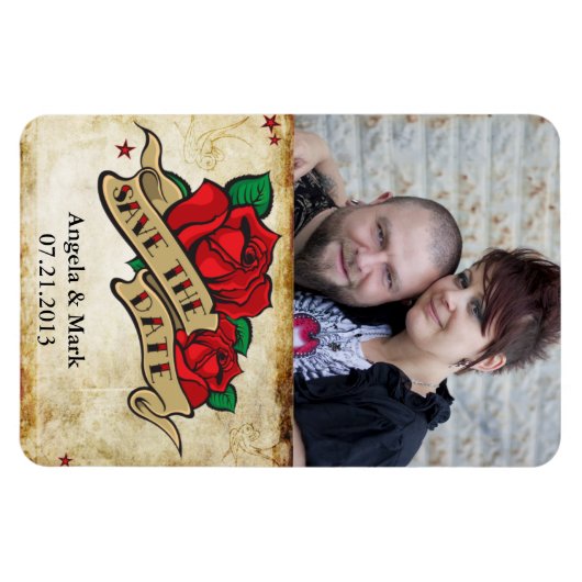 Het Roos van het tattoo sparen de datum Magnet van Magneet (Horizontaal)