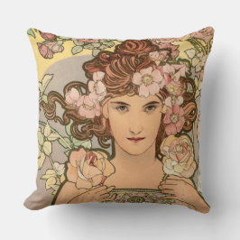 Het Roos van Mucha Kussen