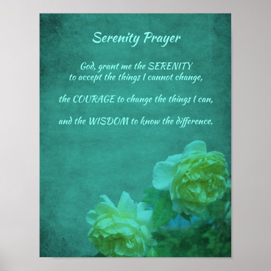 Het Roos van Serenity Prayer Inspirerend Poster (Voorkant)
