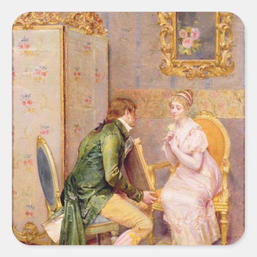 Het Roos Vierkante Sticker (Voorkant)