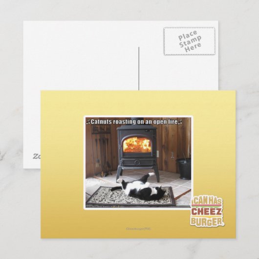 Het roosteren van Catnuts Briefkaart (Voorkant / Achterkant)
