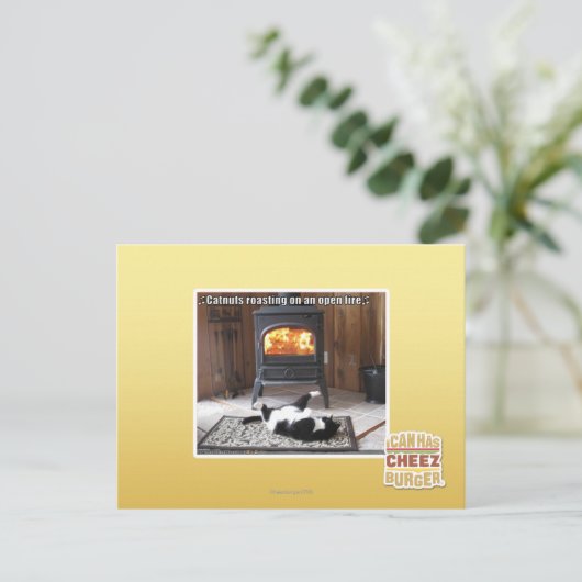 Het roosteren van Catnuts Briefkaart (Staand voorkant)