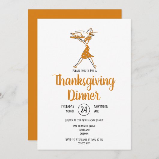 Het roosteren van het Thanksgiving van Retro in Tu Kaart (Voorkant / Achterkant)