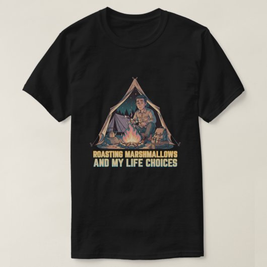 Het roosteren van marshmallows en mijn levenskeuze t-shirt (Design voorkant)