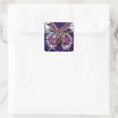 Het Royal Butterfly Effect - Sapphire & Amethist Vierkante Sticker (Tas)