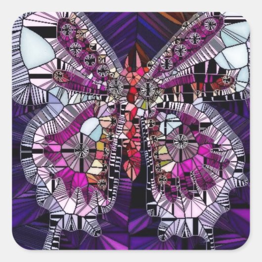 Het Royal Butterfly Effect - Sapphire & Amethist Vierkante Sticker (Voorkant)