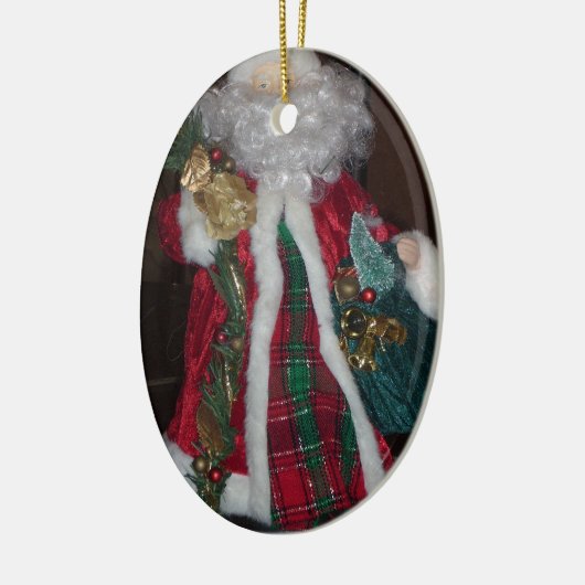 Het Royal Plaid Santa Collectie. Keramisch Ornament (Links)