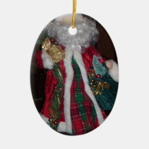 Het Royal Plaid Santa Collectie. Keramisch Ornament