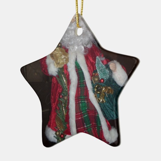 Het Royal Plaid Santa Collectie. Keramisch Ornament (Links)