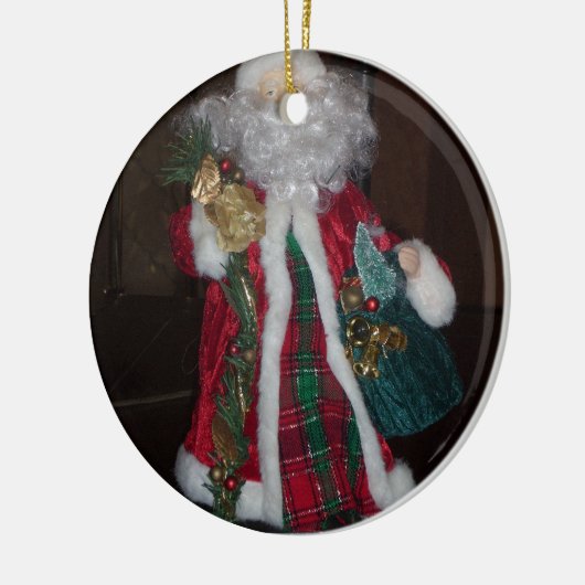 Het Royal Plaid Santa Collectie. Keramisch Ornament (Links)