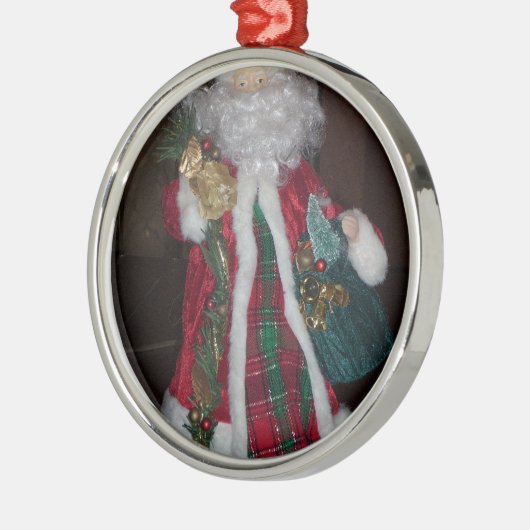 Het Royal Plaid Santa Collectie. Metalen Ornament (Links)