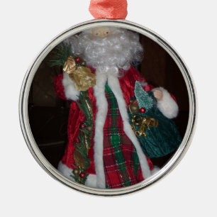 Het Royal Plaid Santa Collectie. Metalen Ornament
