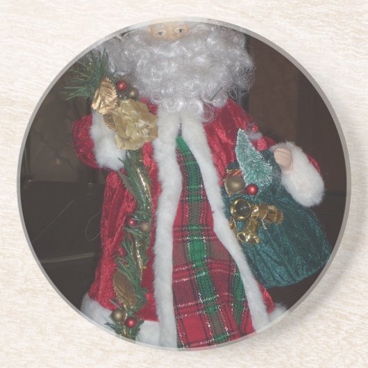 Het Royal Plaid Santa Collectie. Zandsteen Onderzetter (Voorkant)