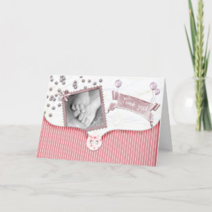 Het roze Baby shower dankt u kaardt voor Bedankkaart