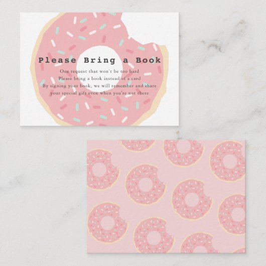 Het roze Baby shower van de Doughnut te brengen Informatiekaartje (Voorkant / Achterkant)