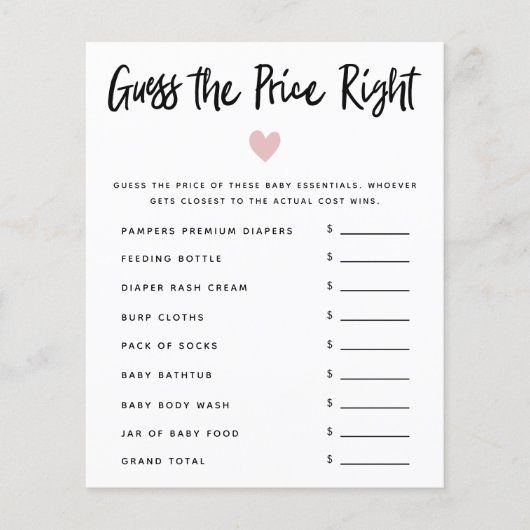 Het roze Baby shower van het Heart Meisje denkt da (Voorkant)