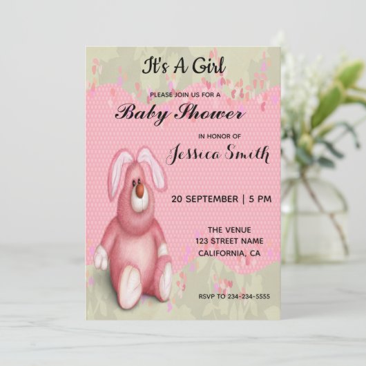 Het roze Beren Baby shower Kaart (Staand voorkant)
