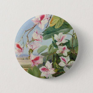 Het roze BloemenLot van de Liefde van de Vrede van Ronde Button 5,7 Cm