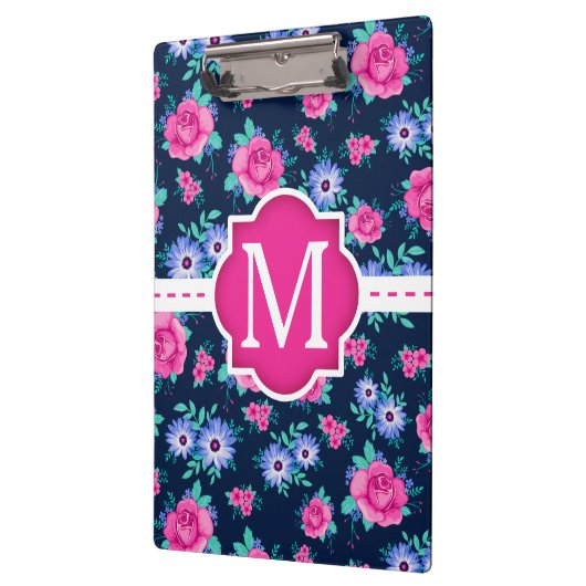 Het roze BloemenMonogram van de Douane van het Klembord (Links)