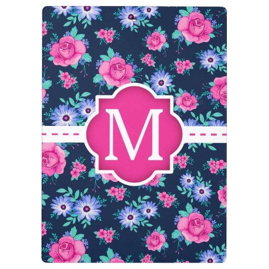 Het roze BloemenMonogram van de Douane van het Klembord (Achterkant)