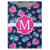 Het roze BloemenMonogram van de Douane van het Klembord (Voorkant)