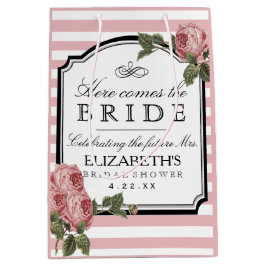 Het roze BloemenVrijgezellenfeest van Strepen past Medium Cadeauzakje