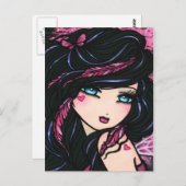 Het roze Briefkaart van de Kunst van de Fantasie (Voorkant / Achterkant)