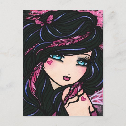 Het roze Briefkaart van de Kunst van de Fantasie (Voorkant)