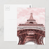 Het roze Briefkaart van de Toren van Eiffel (Voorkant / Achterkant)