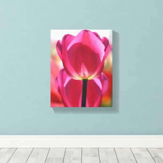 Het roze Canvas van de Tulp (Insitu (Houten vloer))