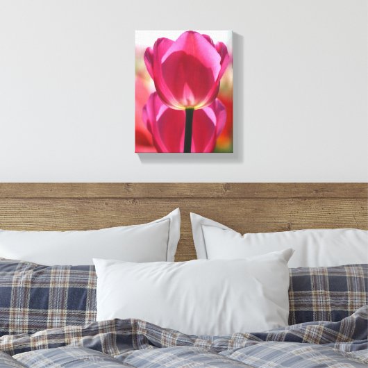 Het roze Canvas van de Tulp (Insitu (Slaapkamer))