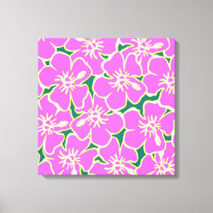 Het roze Decor Luau van de Bloemen van de Hibiscus Canvas Afdruk