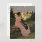 Het roze dress of Uitzicht van Castelnau-le-Lez Briefkaart (Voorkant / Achterkant)