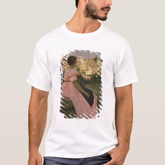 Het roze dress of Uitzicht van Castelnau-le-Lez T-shirt (Voorkant)