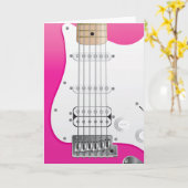 Het roze Elektrische Wenskaart van de Gitaar Kaart (Gele Bloem)