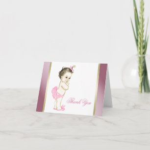 Het roze en Gouden Meisje van het Baby dankt u Bedankkaart