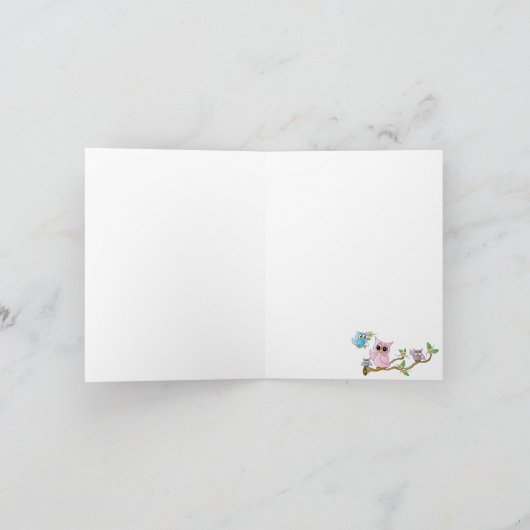 Het roze en Grijze Baby shower van de Uil van het Bedankkaart (Binnen)