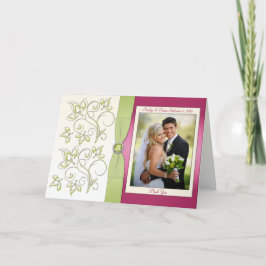Het roze en Groen dankt u kaardt met Foto Bedankkaart
