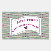 Het roze en Groene  Adres van het Patroon van het  Rechthoekige Sticker (Voorkant)